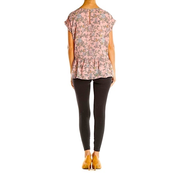 SOLD ✨ LOFT Floral Print w Peplum Hem Blouse Pink Multicolor - Size M - Picture 5 of 14